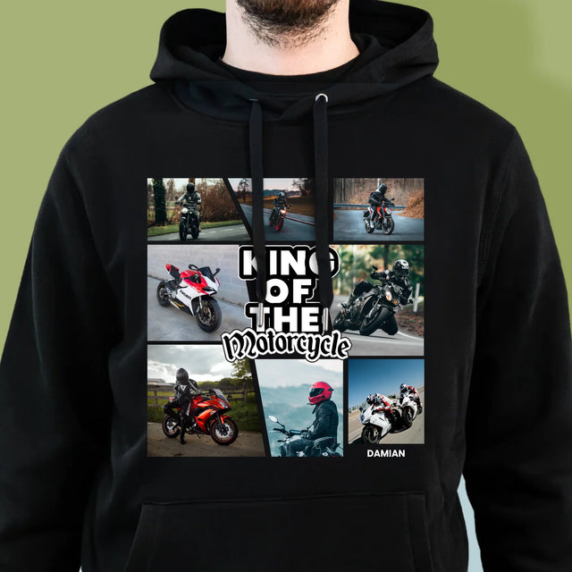 Fotokoláž: King Of The Motorcycle - Pánská Mikina S Kapuci