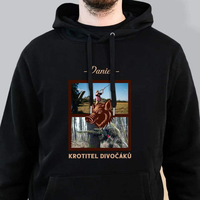 Fotokoláž: Krotitel Divočáků - Pánská Mikina S Kapuci