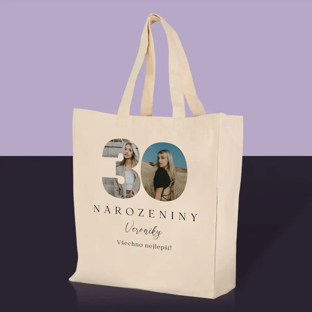 Slovo Z Fotek: 30. Narozeniny Podpis - Plátěná Taška