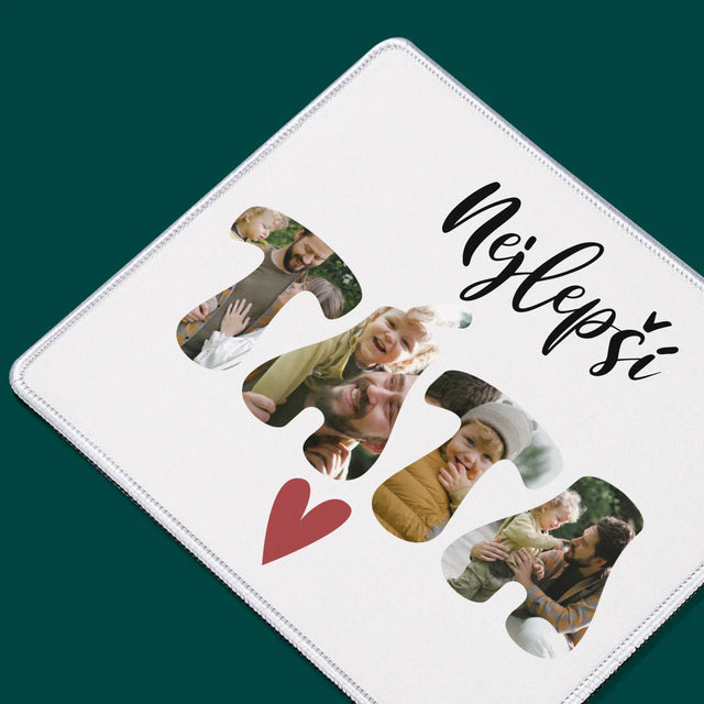 Fotka S Textem: Nejlepší Táta Srdce - Podložka Pod Myš