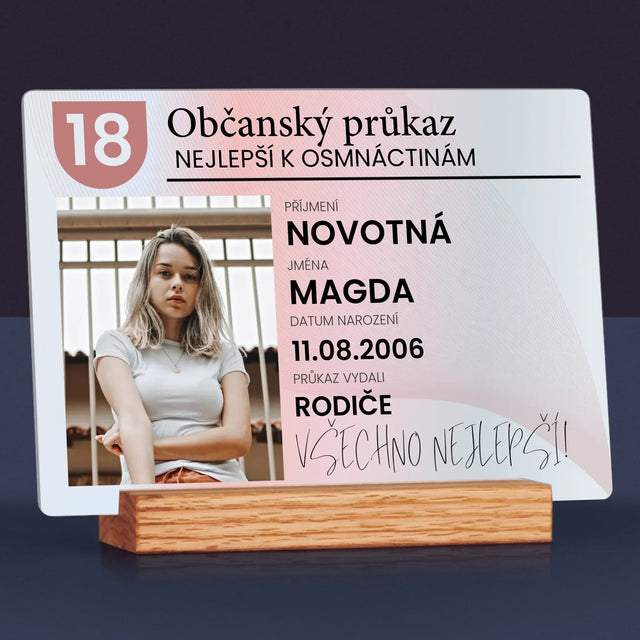 Fotka S Textem: Občanský Průkaz - Tisk Na Akrylovém Skle
