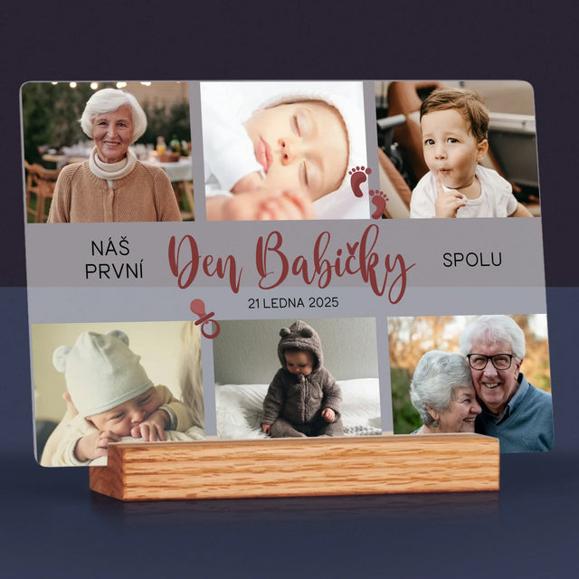 Fotokoláž: První Den Babičky - Tisk Na Akrylovém Skle