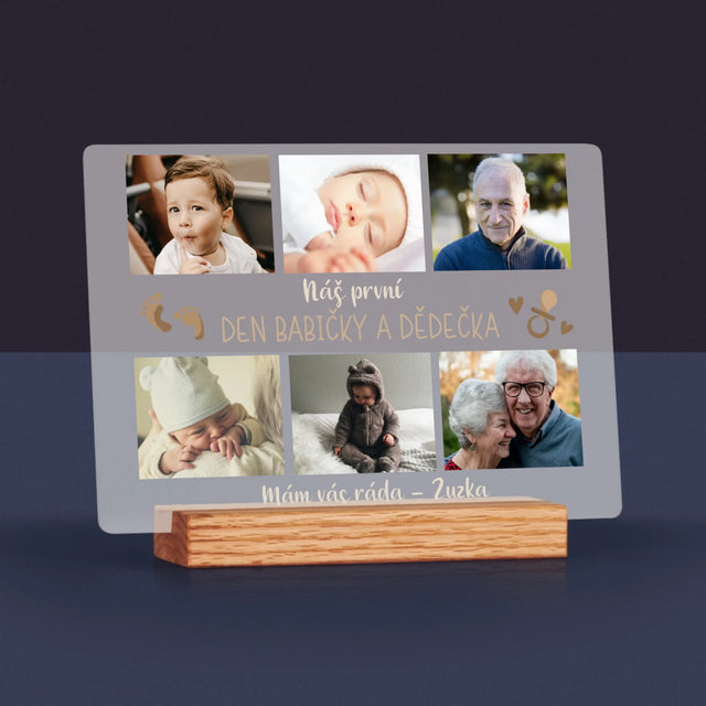 Fotokoláž: Náš První Den Babičky A Dědečka - Tisk Na Akrylovém Skle