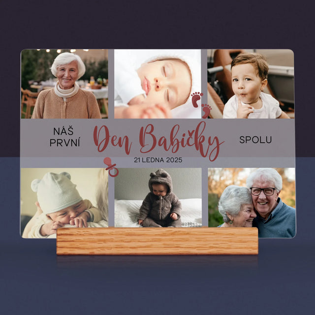 Fotokoláž: První Den Babičky - Tisk Na Akrylovém Skle