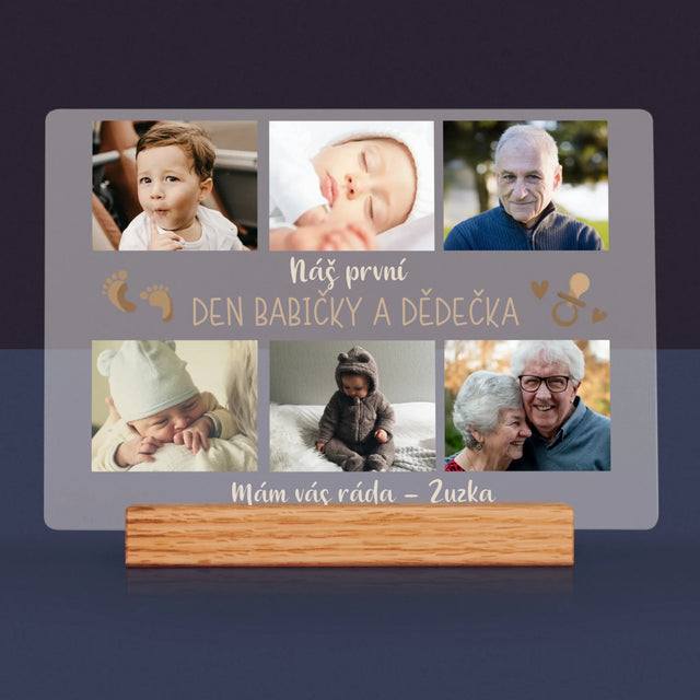 Fotokoláž: Náš První Den Babičky A Dědečka - Tisk Na Akrylovém Skle