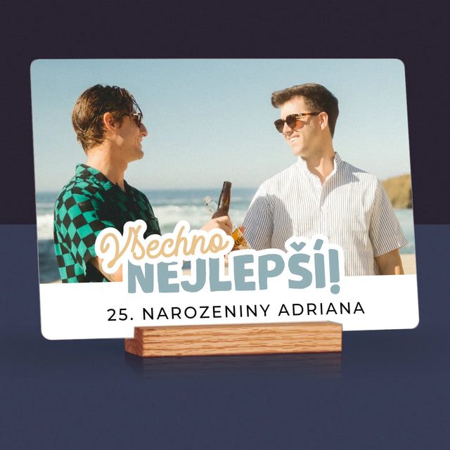 Fotka S Textem: 25. Narozeniny Všechno Nejlepší - Tisk Na Akrylovém Skle