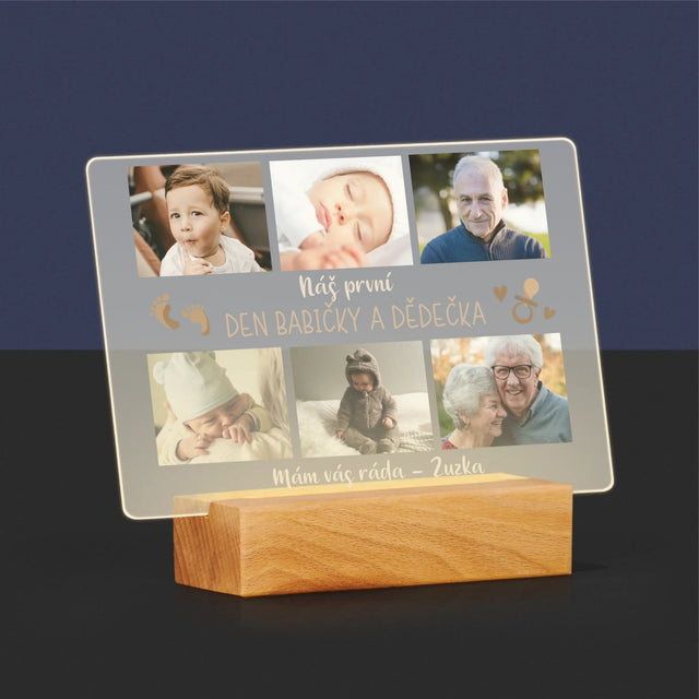Fotokoláž: Náš První Den Babičky A Dědečka - Tisk Na Akrylovém Skle