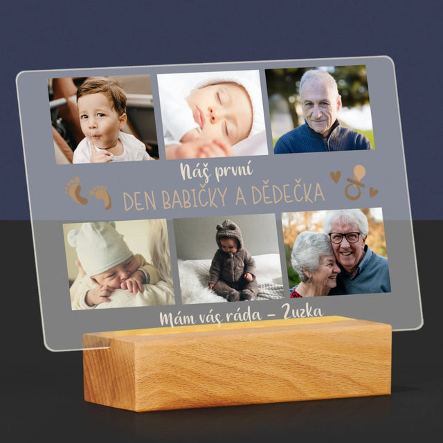 Fotokoláž: Náš První Den Babičky A Dědečka - Tisk Na Akrylovém Skle