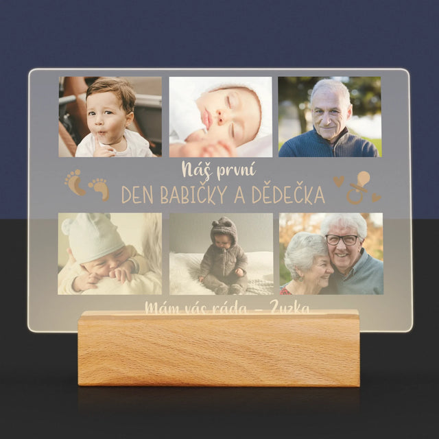 Fotokoláž: Náš První Den Babičky A Dědečka - Tisk Na Akrylovém Skle