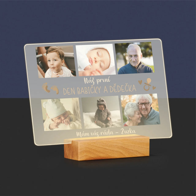 Fotokoláž: Náš První Den Babičky A Dědečka - Tisk Na Akrylovém Skle