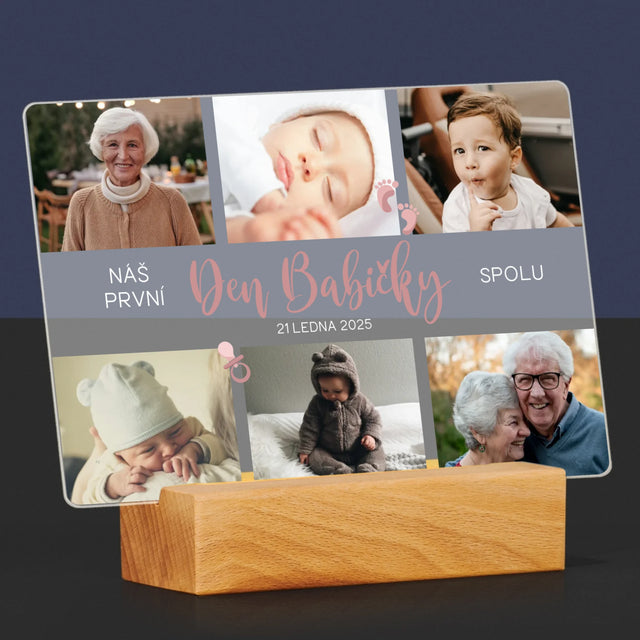 Fotokoláž: První Den Babičky - Tisk Na Akrylovém Skle