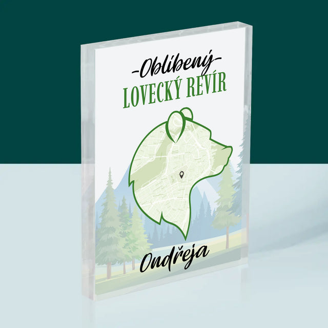 Mapa Města: Oblíbený Lovecký Revír - Akrylový Blok