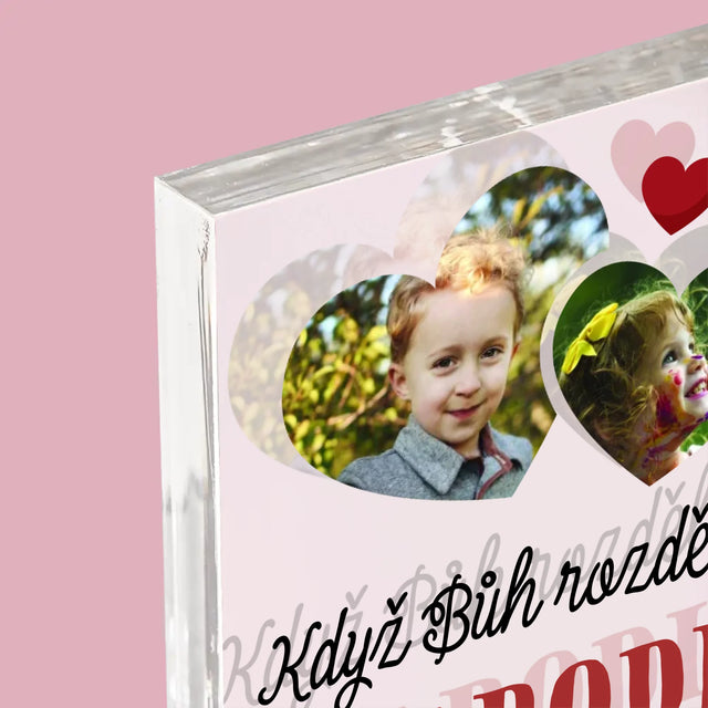 Fotokoláž: Když Bůh Rozděloval Prarodiče - Akrylový Blok