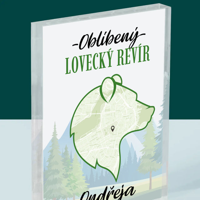 Mapa Města: Oblíbený Lovecký Revír - Akrylový Blok
