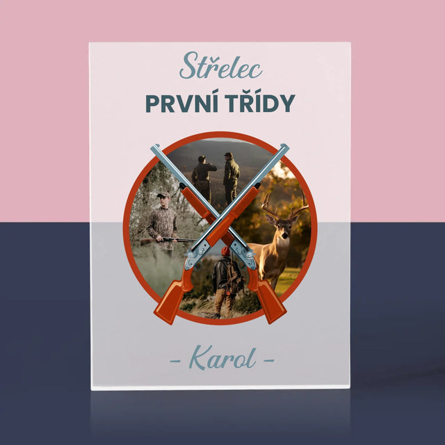 Fotokoláž: Střelec První Třídy - Akrylový Blok