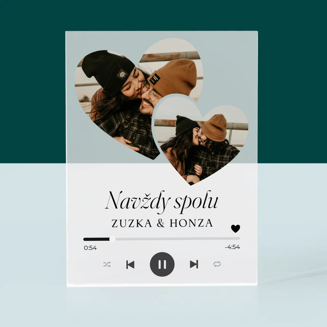 Fotokoláž: Spotify Srdce - Akrylový Blok