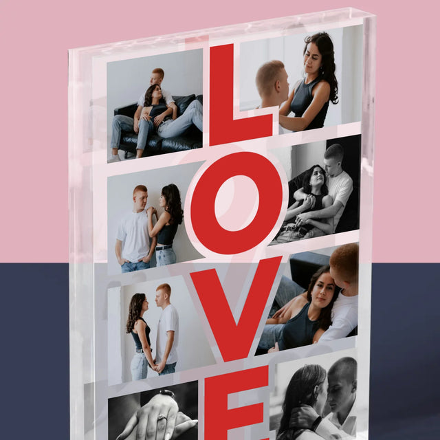 Fotokoláž: Slovo Love - Akrylový Blok