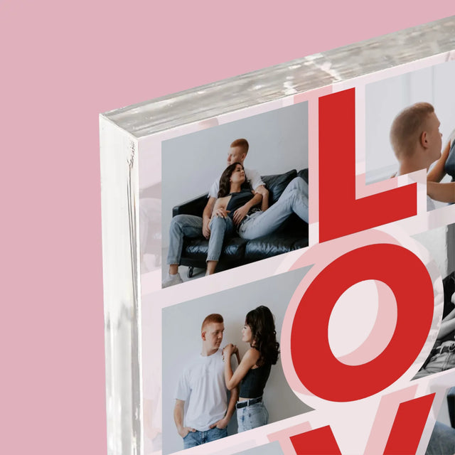 Fotokoláž: Slovo Love - Akrylový Blok