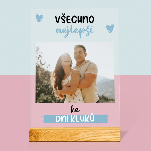 Fotka S Textem: Všechno Nejlepší Ke Dni Kluků - Tisk Na Akrylovém Skle