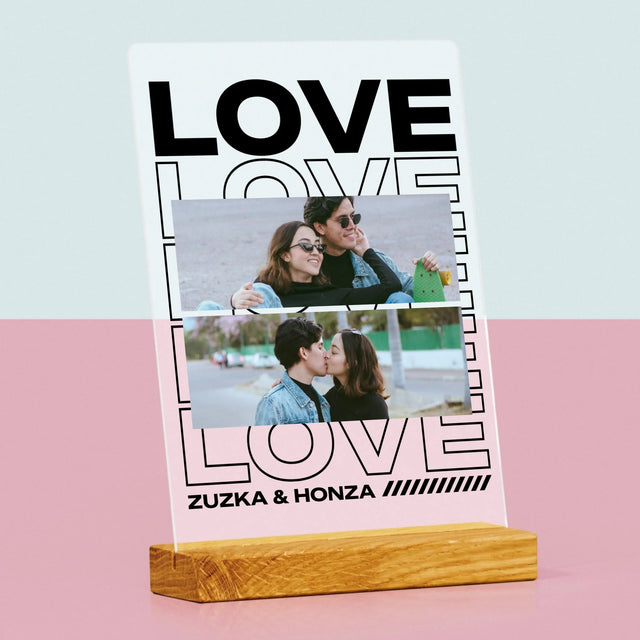 Fotokoláž: Se Slovem Love - Tisk Na Akrylovém Skle