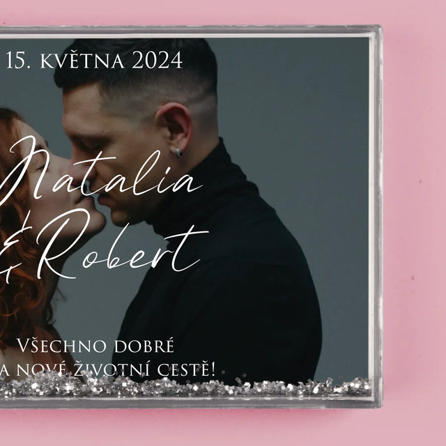 Fotka S Textem: Svatební Fotka Přání - Sněžící Fotorámeček