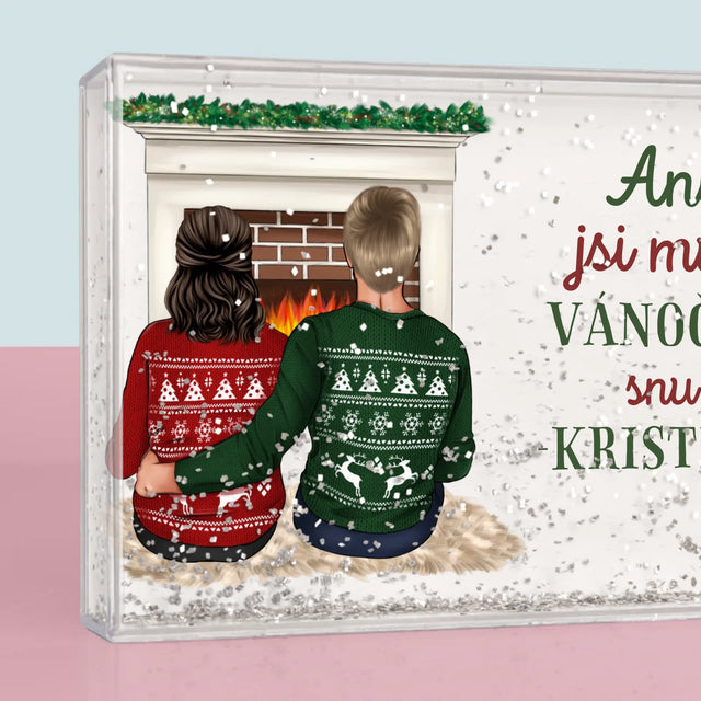 Designér Postav: Vánoční Pár - Sněžící Fotorámeček