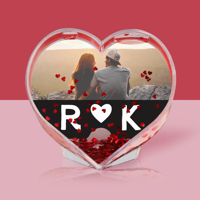 Fotokoláž: Milostné Monogramy S Fotkami - Sněhová Koule - Srdce