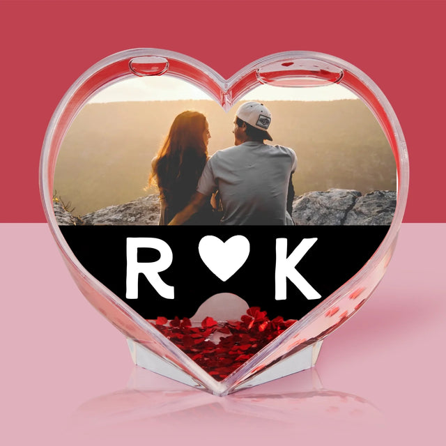 Fotokoláž: Milostné Monogramy S Fotkami - Sněhová Koule - Srdce