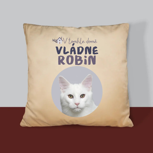 Fotka A Textem: V Tomhle Domě Vládne Mazlíček - Polštář