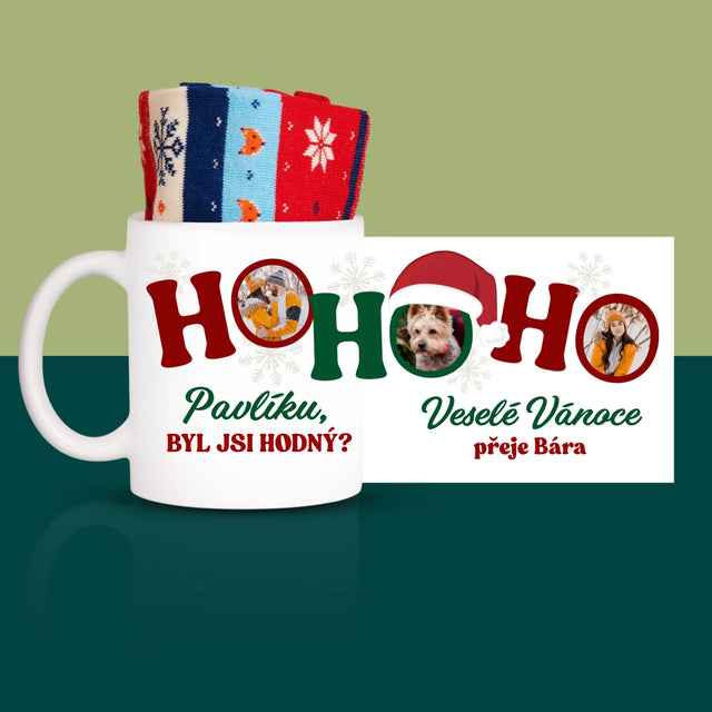 Fotokoláž: Ho Ho Ho - Zimní Ponožky V Hrnku