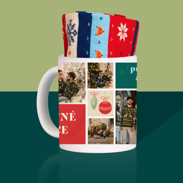 Fotokoláž: Vánoční Fotky - Zimní Ponožky V Hrnku