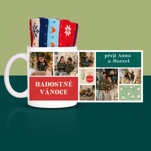 Fotokoláž: Vánoční Fotky - Zimní Ponožky V Hrnku