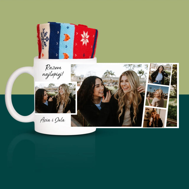 Fotokoláž: Spolu Nejlíp - Zimní Ponožky V Hrnku