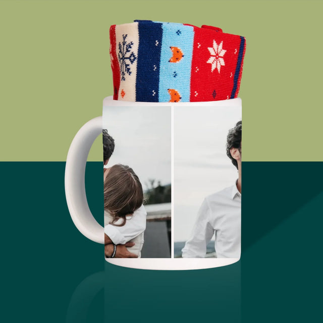 Fotokoláž: 2 Fotky - Zimní Ponožky V Hrnku