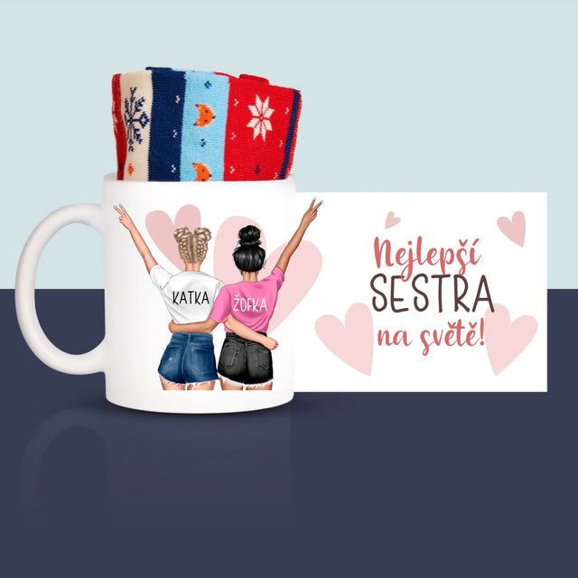 Designér Postav: Nejlepší Sestra Na Světě - Zimní Ponožky V Hrnku