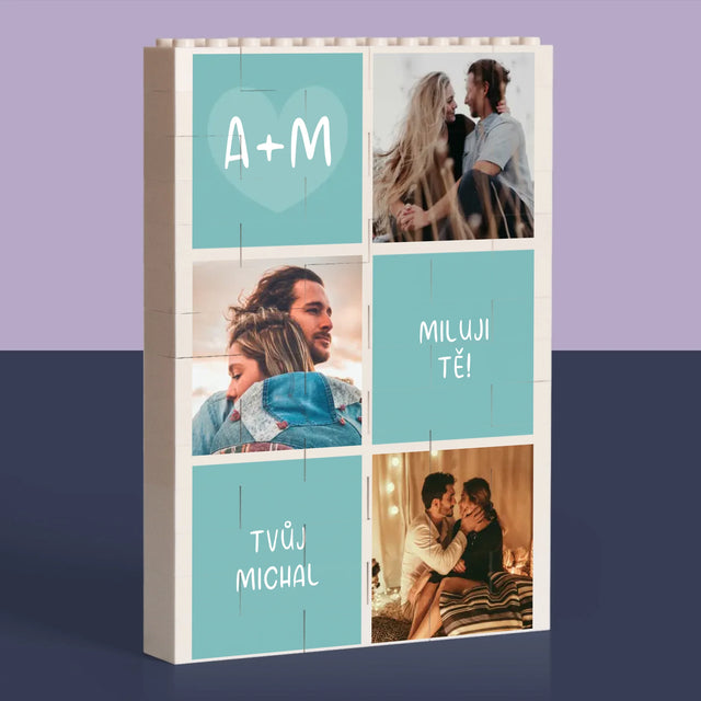 Fotokoláž: Miluji Tě Iniciály - Kostky Lego