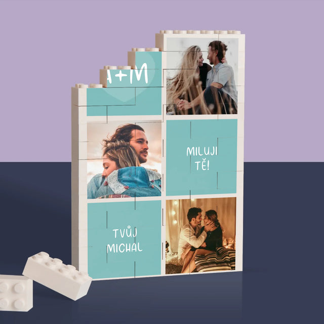 Fotokoláž: Miluji Tě Iniciály - Kostky Lego
