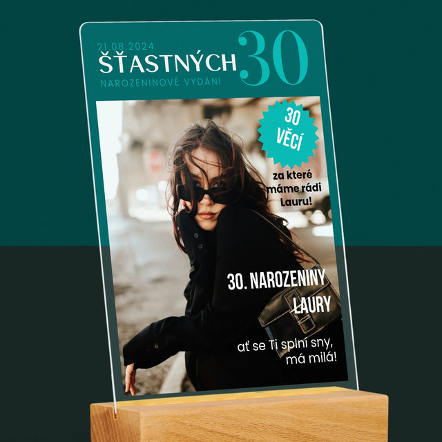 Obálka Časopisu: Šťastných 30 - Tisk Na Akrylovém Skle