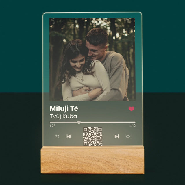 Fotka A Textem: Spotify S Kódem Qr - Tisk Na Akrylovém Skle