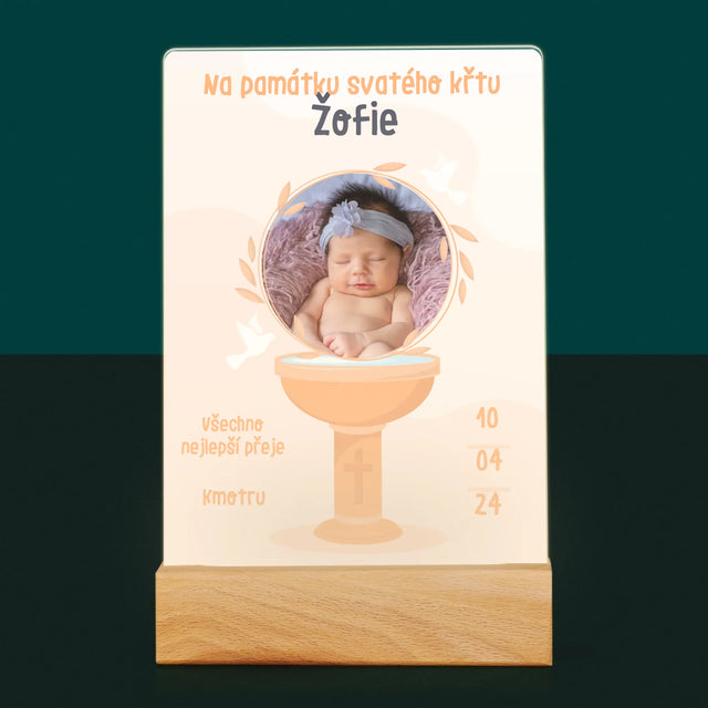 Fotka A Textem: Na Památku Svatého Křtu - Tisk Na Akrylovém Skle