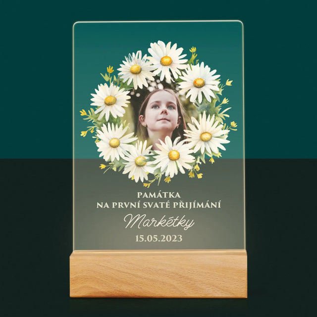 Fotka A Textem: Památka Na Svaté Přijímání Sedmikrásky - Tisk Na Akrylovém Skle