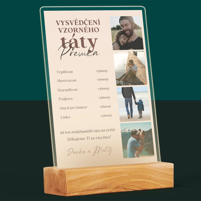 Fotokoláž: Vysvědčení Vzorné Táty - Tisk Na Akrylovém Skle