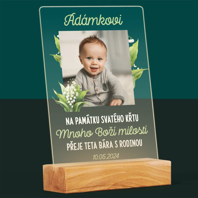 Fotka A Textem: Památka Na Křest Konvalinky - Tisk Na Akrylovém Skle