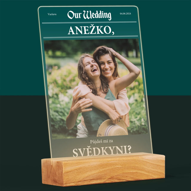 Fotka A Textem: Our Wedding Svědkyně - Tisk Na Akrylovém Skle