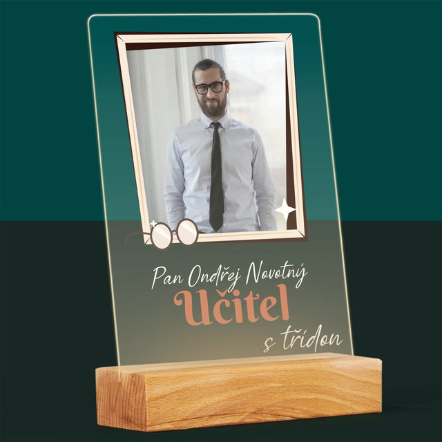 Fotka A Textem: Učitel S Třídou - Tisk Na Akrylovém Skle