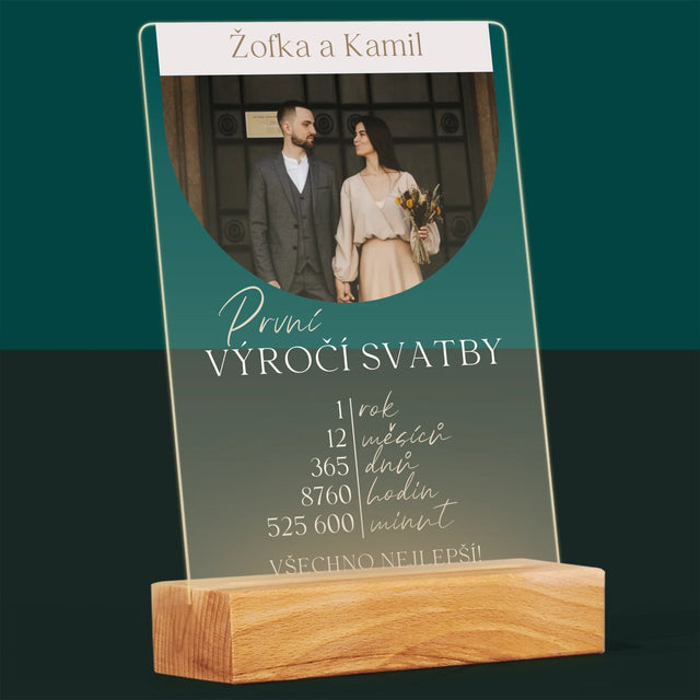 Fotka A Textem: První Výročí Svatby - Tisk Na Akrylovém Skle