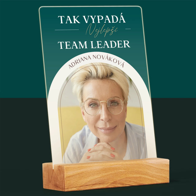 Fotka A Textem: Nejlepší Team Leader - Tisk Na Akrylovém Skle
