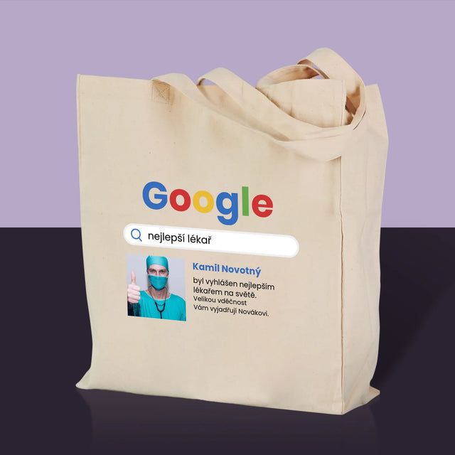 Fotka A Textem: Nejlepší Lékař Výsledek Google - Plátěná Taška