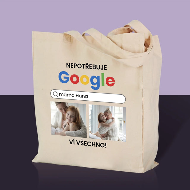 Fotokoláž: Nepotřebuji Google - Plátěná Taška