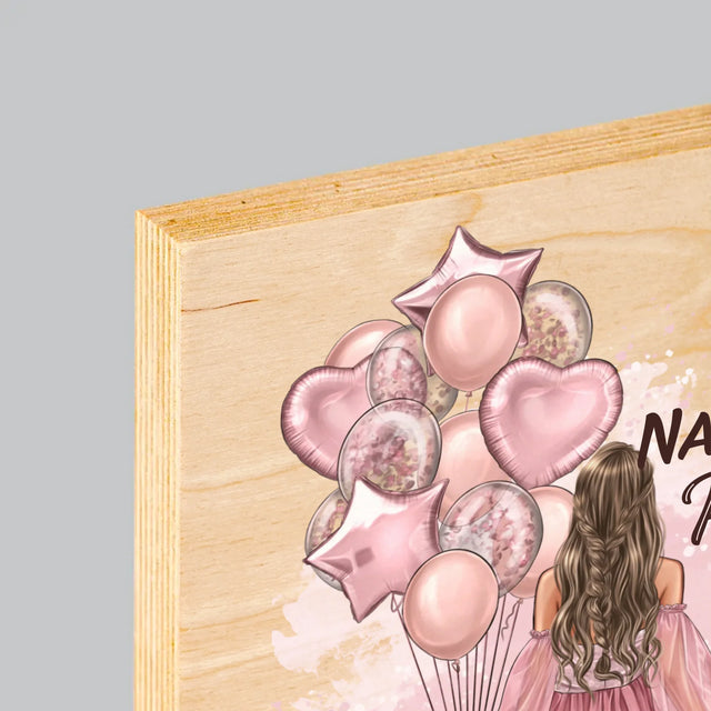 Designér Postav: Narozeniny Balóny - Tisk Na Dřevo